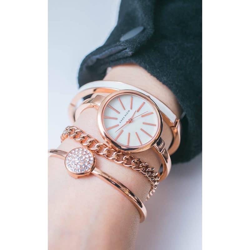 🇺🇸美國正貨🇺🇸Anne Klein AK 玫瑰金水晶手錶/水鑽手環組