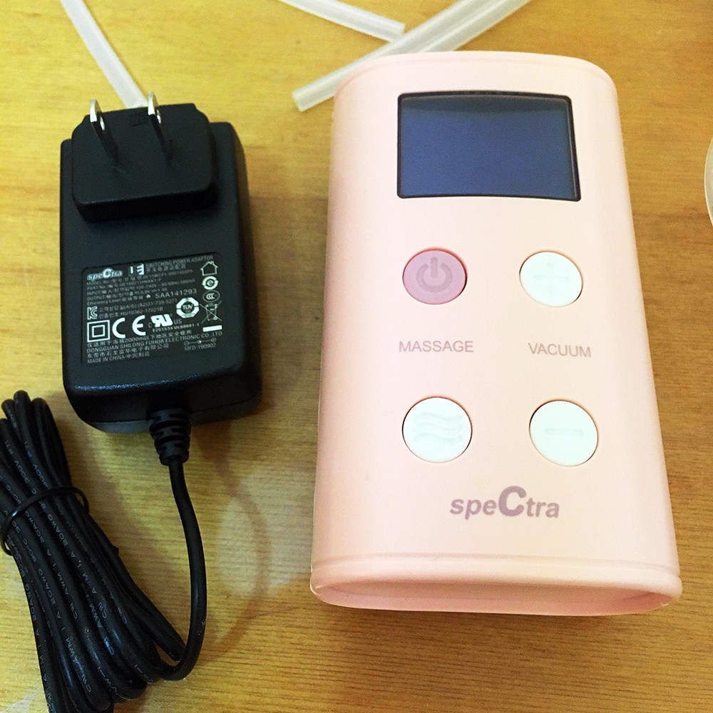 （保固中/近全新）SpeCtra 貝瑞克 9X攜帶式電動雙邊吸乳器-粉紅色 9+升級版 贈寬口轉接頭x2