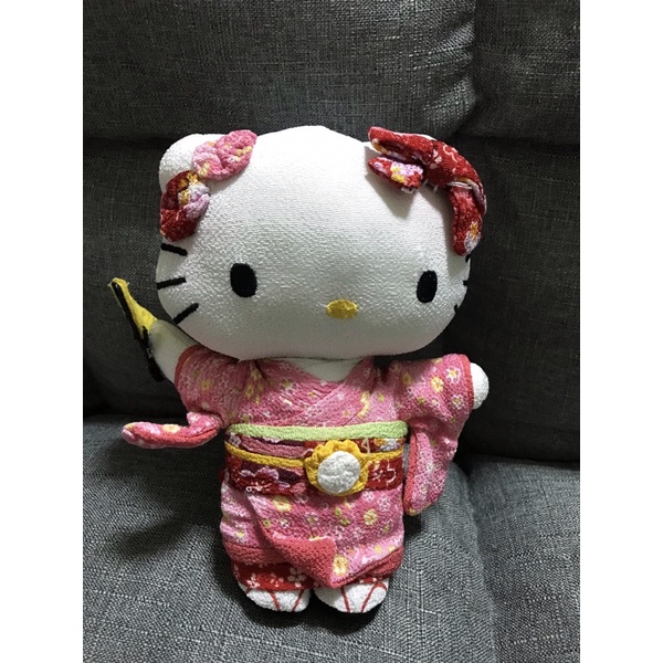 Hello Kitty 絨毛娃娃 和服布偶娃娃 日本限定 日本帶回 粉紅色 和服造型 人形偶擺飾 三麗鷗授權
