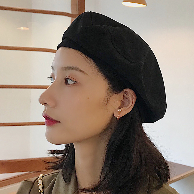 小畫家帽貝雷帽女薄款夏季黑色ins八角帽子網紅韓版日系英倫復古畫家帽潮復古文青百搭羊毛南瓜帽bnte