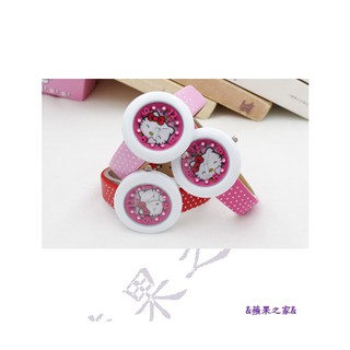 &蘋果之家&現貨-萌寵-韓版Hello Kitty 圓點點合金錶殼手錶-附精美kitty禮盒包裝