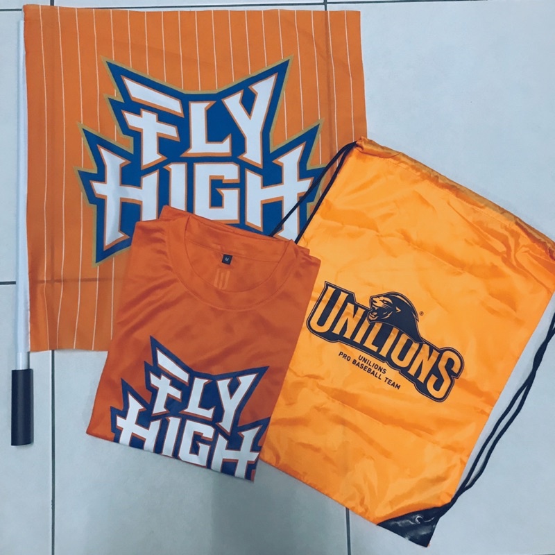 2021 台灣大賽 統一獅 活動贈品 Fly High 旗幟 T-Shirt 束口袋