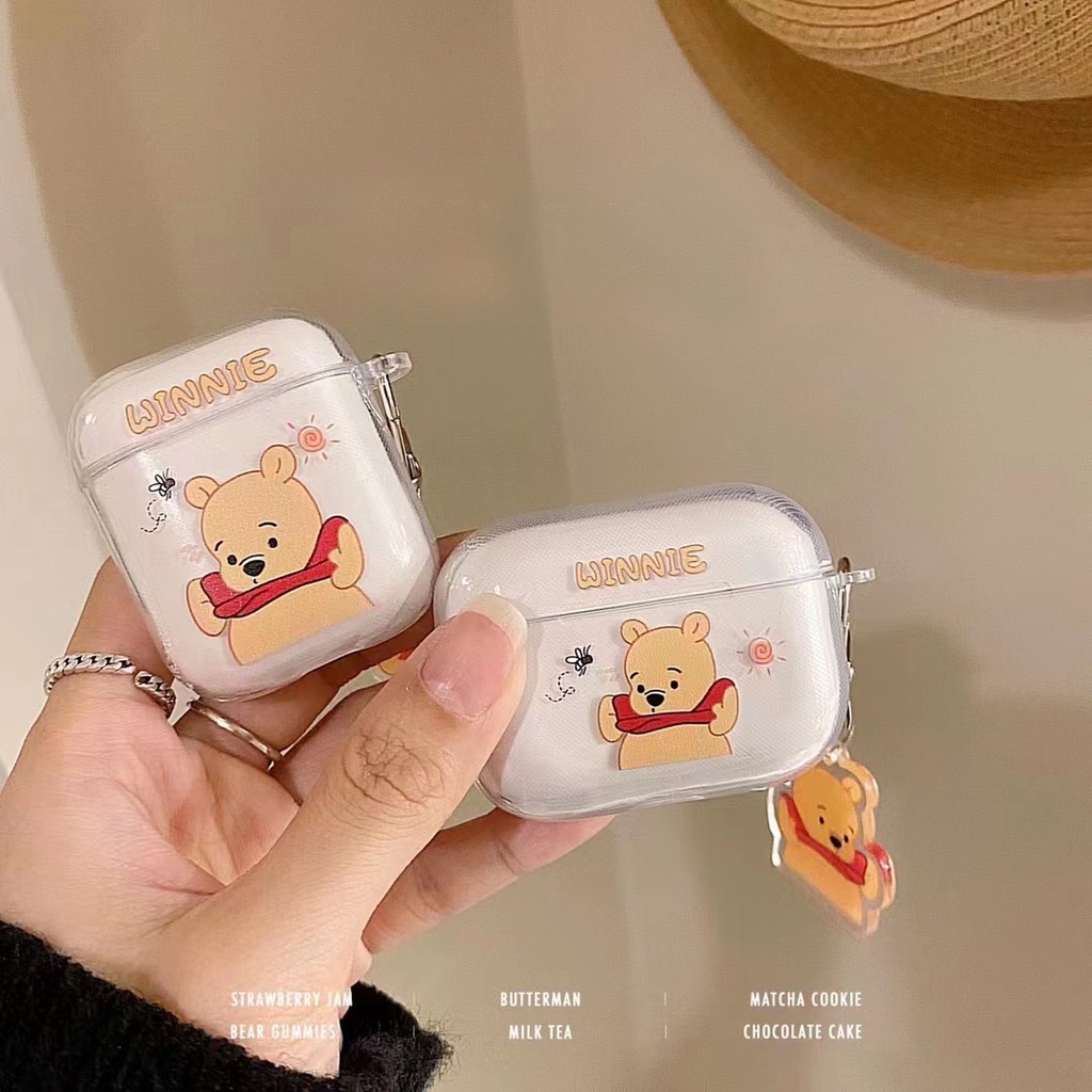 臺灣出貨 迪士尼 維尼熊 AirPods Pro保護套 AirPods3 1/2代保護殼 蘋果無綫藍牙耳機保護套軟殼