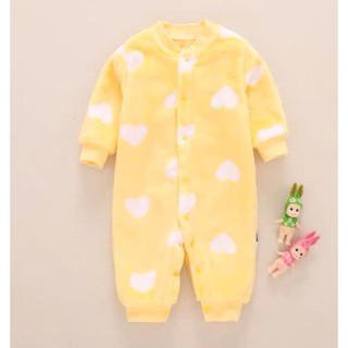 嬰兒睡衣連身衣服秋装冬季加厚哈衣1-2歲男女寶寶爬服法蘭絨連身衣