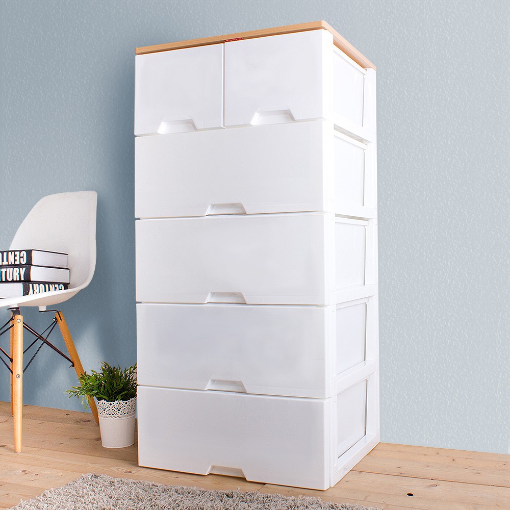免運 MR.BOX 木天板-純白衣物抽屜式五層收納櫃-超大款 (2小抽+4大抽)005141-01收納箱/整理箱