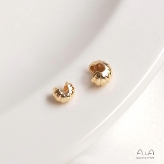 Ala-0209-高保色高品質--14K包真金色保色南瓜紋半月包扣月牙C扣包定位珠手鏈收尾扣DIY配件