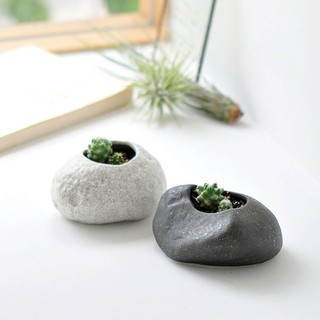 Rock Stone 石頭造型陶瓷植栽盆器 / 仙人掌 (日本正版授權/陶瓷/居家裝飾/日本手作/不易長蟲)