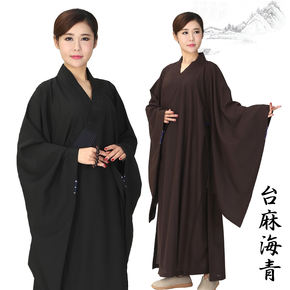 海青長褂佛衣居士服女長袖海清禪修男僧服佛系臺麻僧服 蝦皮購物