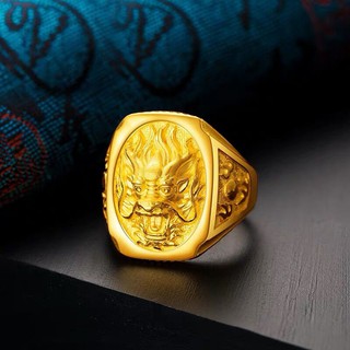 隔日到貨 帝王龍 龍頭 戒指 金色戒指 模擬金 可調式戒圍 不易退色 不過敏999 1056