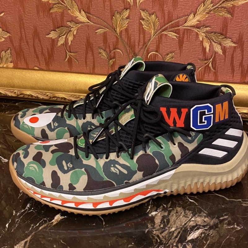 愛迪達 Adidas DAME 4 X BAPE AP9974 綠迷彩 鯊魚 虎紋  聯名 #8.5