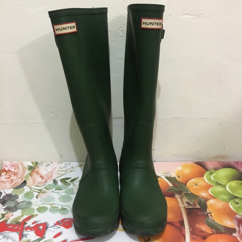 HUNTER二手正品-含運-墨綠色長筒靴 雨靴 雨鞋 UK7