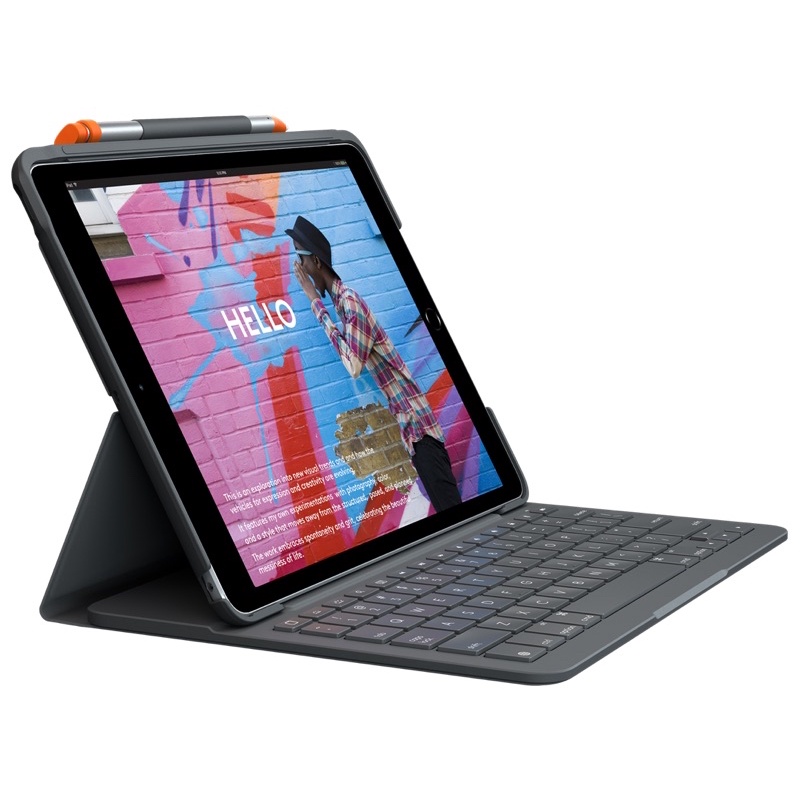 iPad logitech slim folio第七代 未使用過 ipad保護殼附藍芽式整合鍵盤 羅技科技平板殼鍵盤