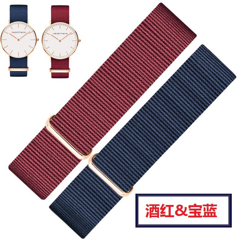 錶帶批發玫瑰金色時尚尼龍表帶14mm18mm20mm優質酒紅寶藍dw帆布表帶超低價 創意園 蝦皮購物