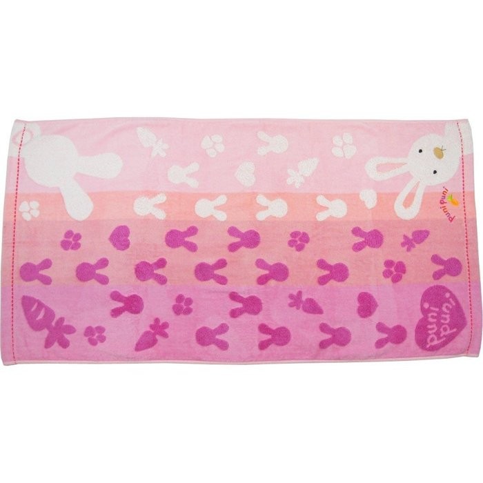 日本 Uchino Puni Puni 無撚糸 粉色兔 大浴巾 毛巾