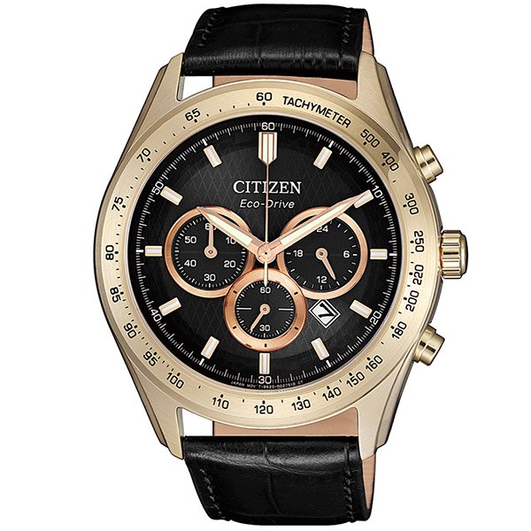 【CITIZEN星辰】CA4453-14E 光動能 三眼計時男錶 皮錶帶 黑/金 43mm 台南 時代鐘錶
