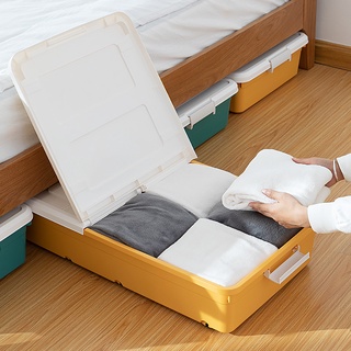 新款床底收納箱扁平大號儲物箱帶輪床下塑料收納盒換季加大加厚整理箱