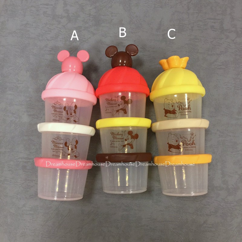 日本製 米奇 米妮 小熊維尼 疊疊樂 攜帶式 兒童 奶粉罐 收納罐 零食罐 副食品盒