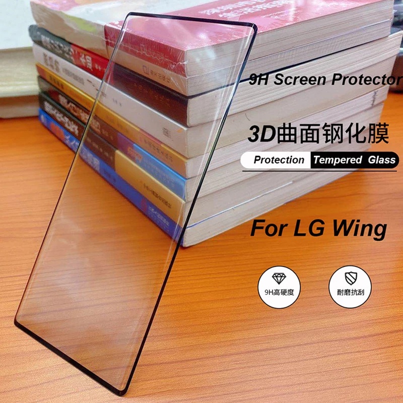 適用於 LG Wing 5G手機屏幕鑽石保護貼膜l gwing高清9D熱彎曲面全屏覆蓋鋼化膜 防爆防刮全包玻璃膜無白邊
