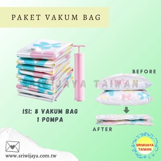Paket Vakum Bag BONUS Pompa Vacuum Bag Plastic SET省空間真空收納袋組
