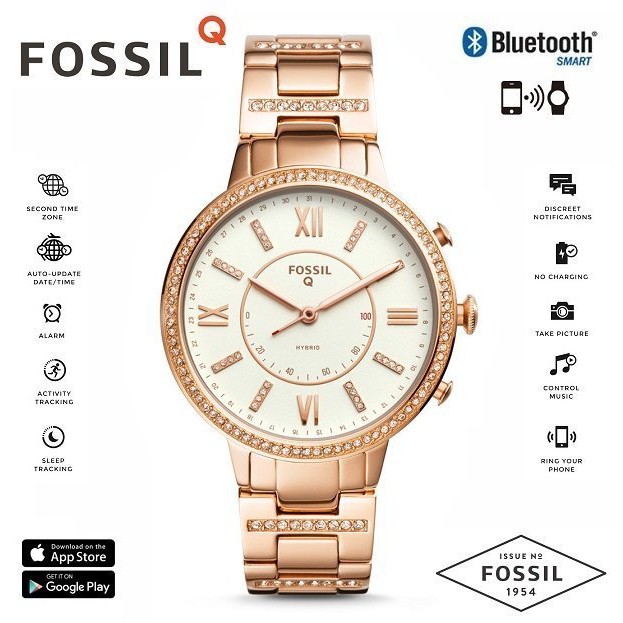 FOSSIL Q FTW5010 【展示品出清】指針式智慧錶/ ios+android兼容/36mm/玫瑰金/女款