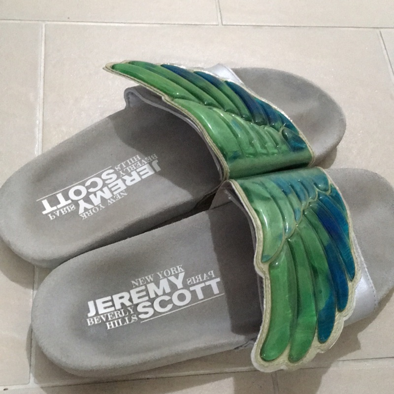 Jeremy Scott x adidas original 限量 聯名款 運動 拖鞋 灰 麂皮 正品 出清