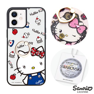 三麗鷗 iPhone 12 mini&12&12 Pro&12 Pro Max 施華彩鑽減震指環扣手機殼-經典凱蒂