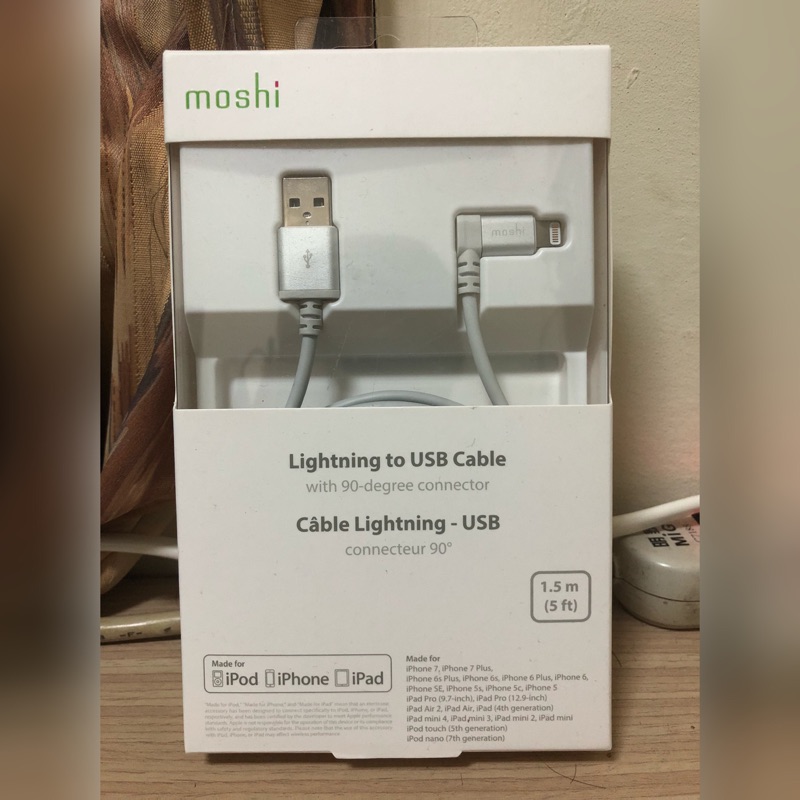 Moshi Lightning to USB 90°彎頭傳輸線 iphone 充電線 傳輸線
