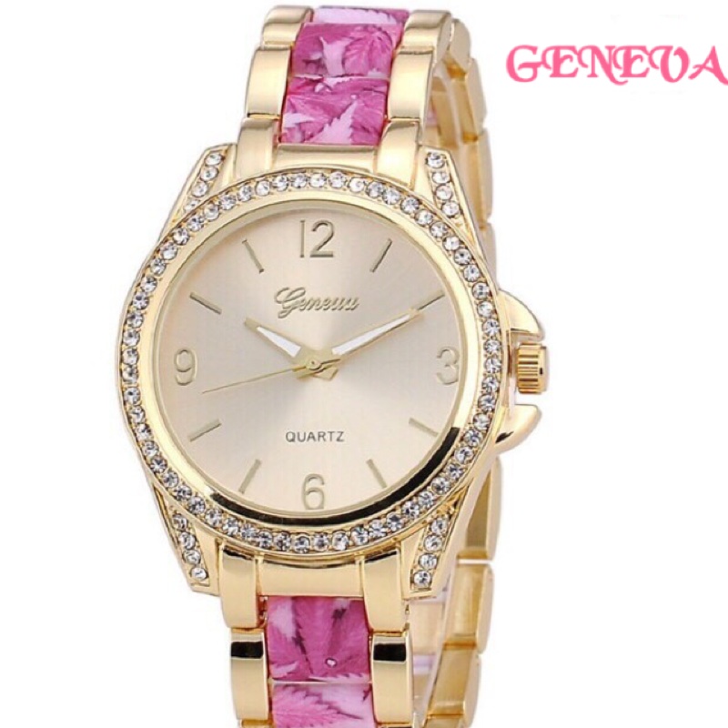 Geneva日內瓦 歐美錶款，水鑽框、多種花色錶帶時尚女錶Geneva Europe watches, diamond frame, variety of colors strap fashion f