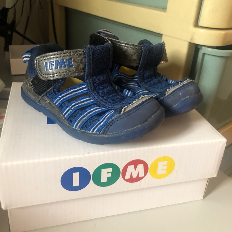 日本IFME 夏季中童款電光藍透氣機能水涼鞋 15cm