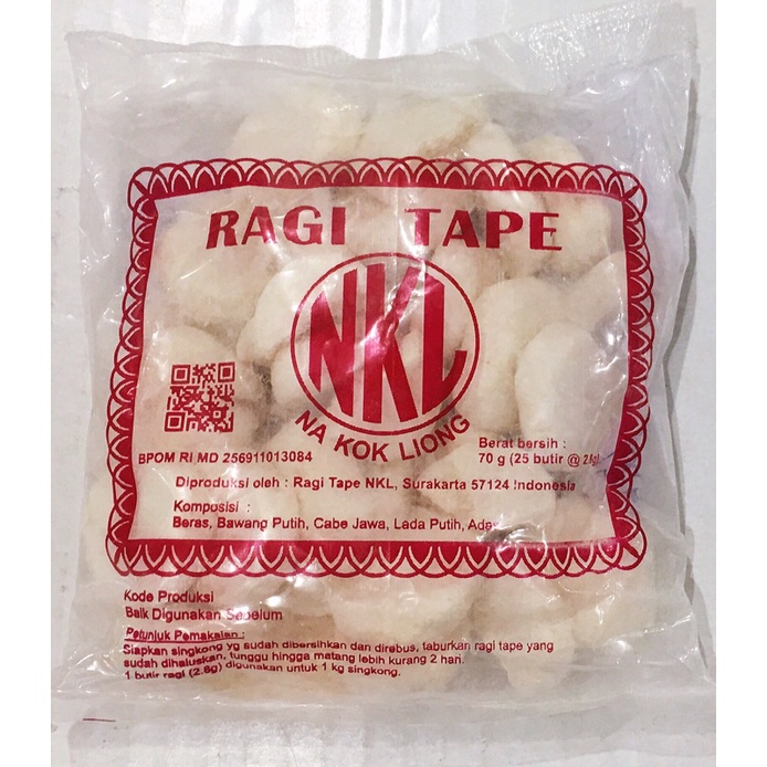印尼🇮🇩RAGI TAPE NKL 1 Bungkus isi 25 butir/ 70g 白麴 發酵粉