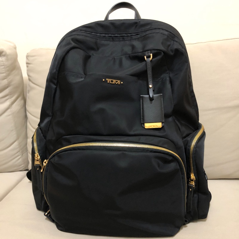 二手 Tumi Voyageur Calais Backpack 黑色金拉鍊 女用 15吋電腦 後背包