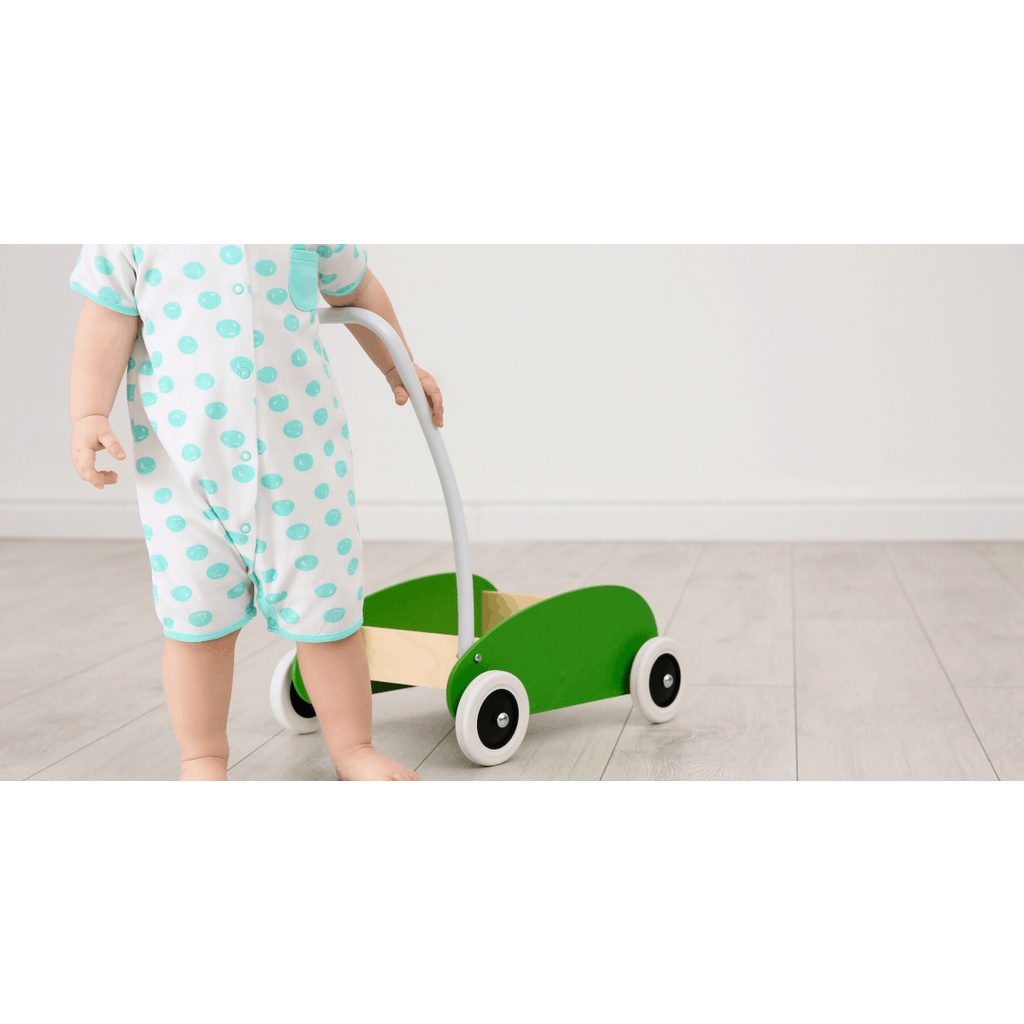 IKEA 正品代購 MULA 遊戲推車, 綠色/樺木 學步推車 寶寶手推車 寶寶學步車 助走車