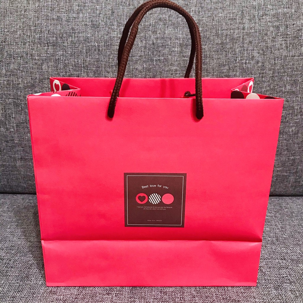 (現貨/台灣製造) 愛心滿滿手提紙袋 素色 禮品提袋 紙袋 手提袋 袋子 禮物 禮物包裝 送禮 禮盒 手提紅色紙袋