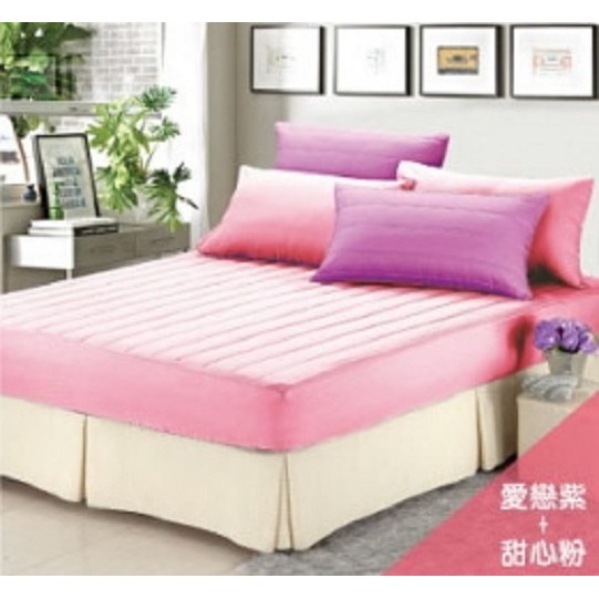大廠專利表布吸濕排汗雙人三件式舖棉床包組 (紫/粉紅)
