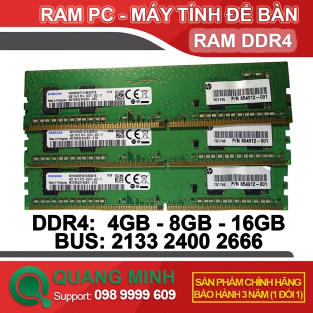 Ram DDR4 4GB、8GB、16GB 總線 2133 / 2400 / 2666 適用於台式電腦