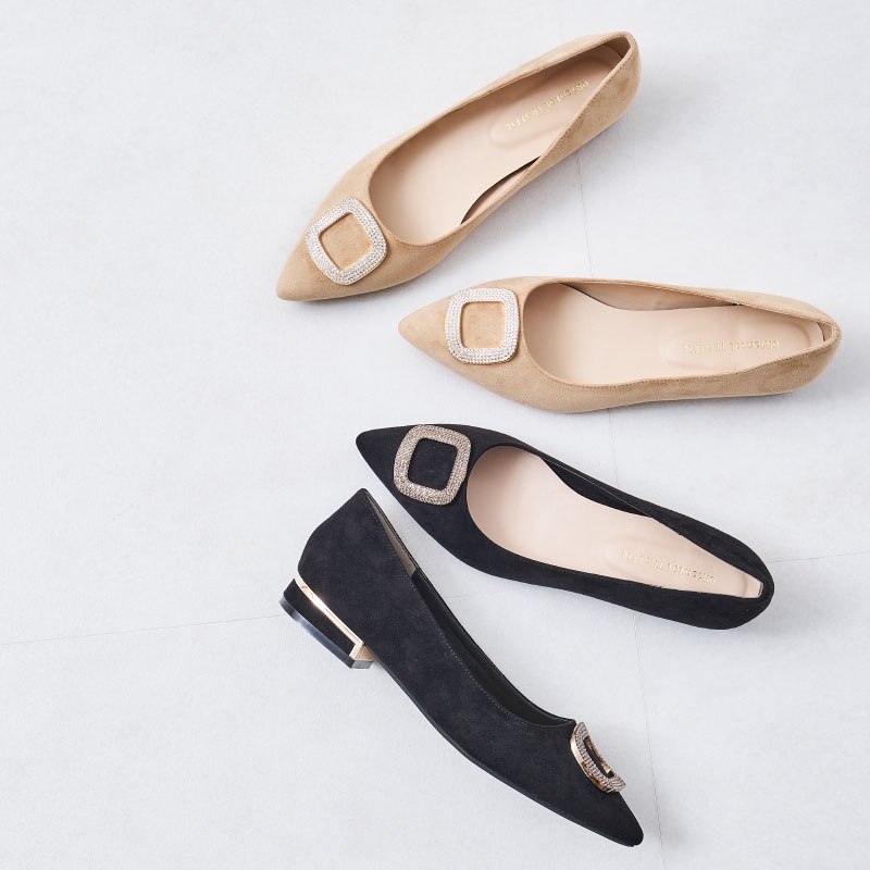ORiental TRaffic 輕奢方形鑽釦低跟鞋 (日本OR女鞋 25102)