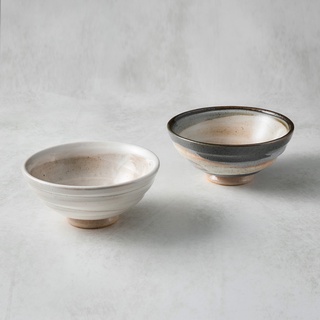 日本AWASAKA美濃燒 - 雲畫陶製對碗組 (2件式) - 12.5cm -《日本進口現貨》
