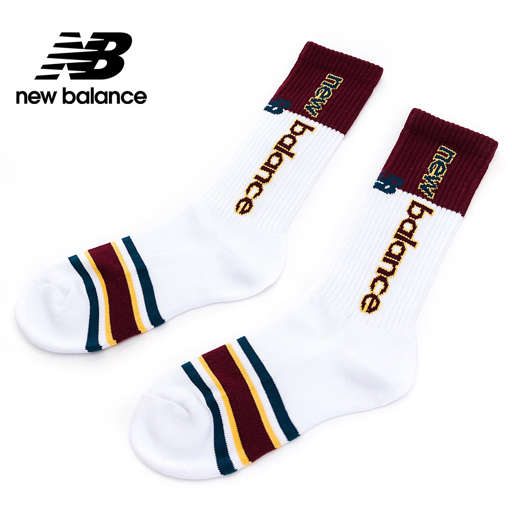 【New Balance】 NB 對比色中長襪_中性_白咖色_LAS12261WT