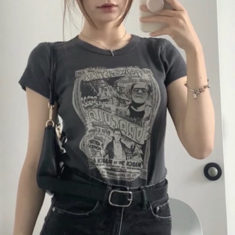 新款brandy Melville 瑞士製純棉科學怪人短袖hailie Frankenstein Top 蝦皮購物