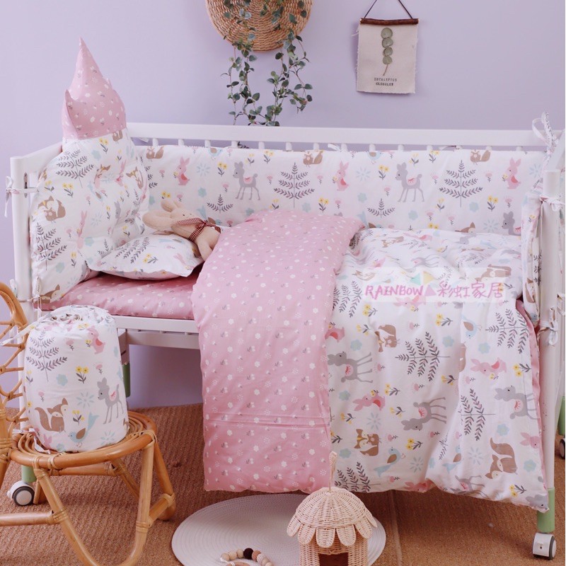 北歐風訂製款皇冠床靠寶寶嬰兒床純棉床圍 親子床品