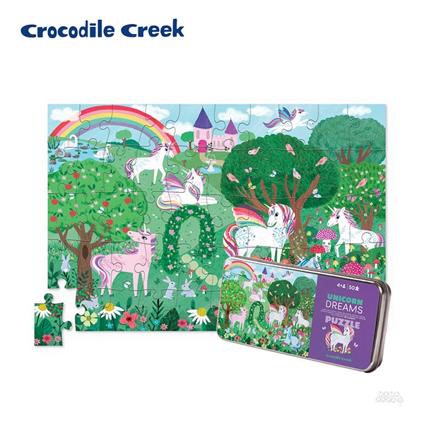 《美國Crocodile Creek》鐵盒童趣拼圖-彩虹小馬-50片