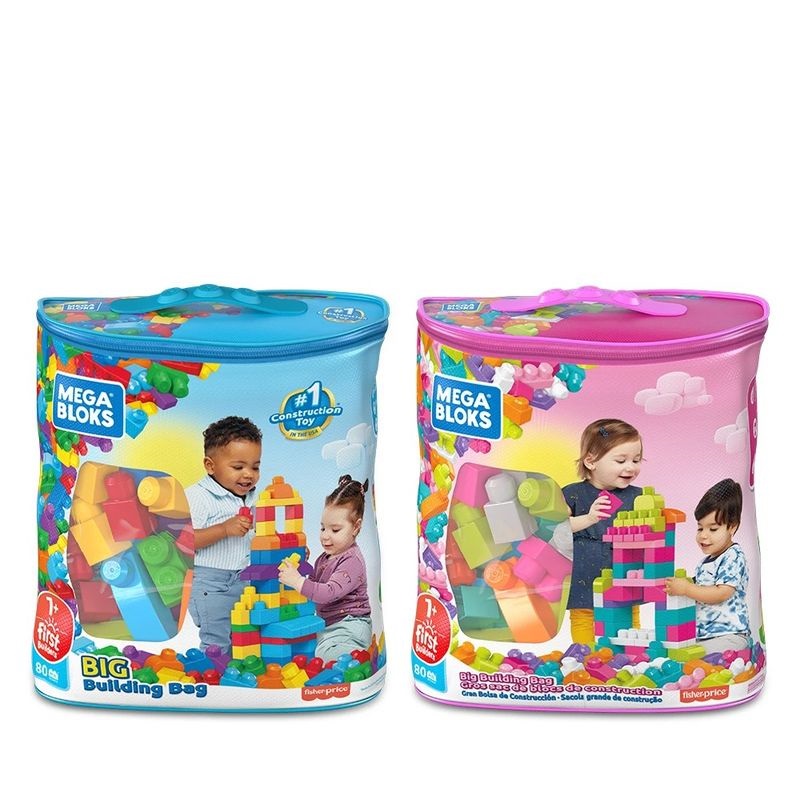 Fisher-Price 費雪 美高 MEGA BLOKS 80片積木袋(藍色/粉色)【衛立兒生活館】