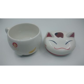 可愛微笑貓咪造型杯蓋茶杯 全新 白色系