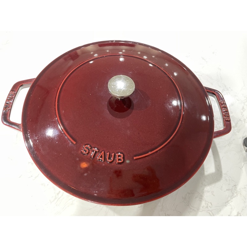 staub 28寸淺燉鍋 酒紅