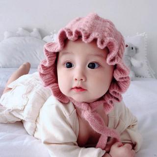 兒童帽子 春秋男女冬寶寶針織荷葉邊護耳帽 嬰兒保暖毛線套頭帽 公主帽【IU貝嬰屋】