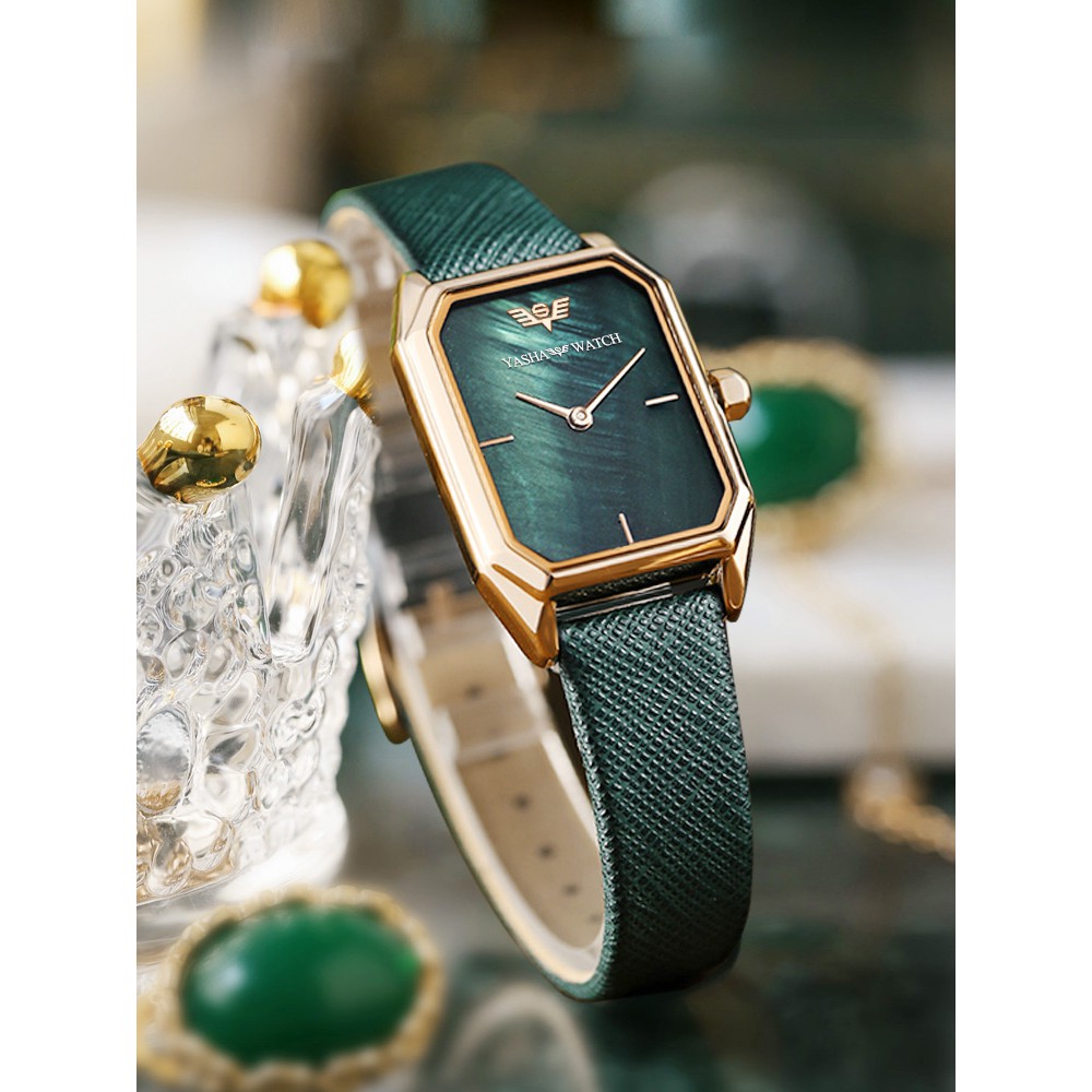#特價#瑞士阿瑪尼十大品牌手錶女士簡約氣質方形小綠錶女款正品名牌女錶 Ck0n
