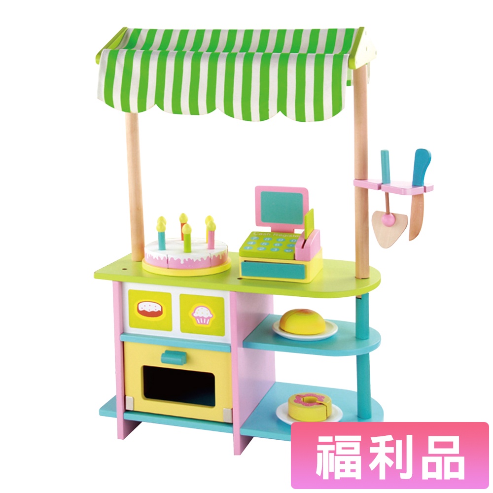 親親CCTOY 兒童無毒木製玩具 蛋糕屋家家酒遊戲組 MSN115046  (福利品、布小黃污、DIY自行組裝 )