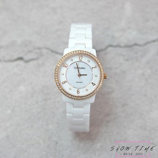 TIVOLINA 水鑽框輕奢華全陶瓷腕錶-陶瓷/白玫瑰金 LAT3717WS [ 秀時堂 ]