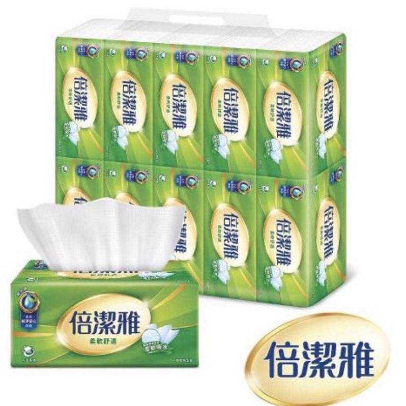 【倍潔雅】柔軟舒適抽取式衛生紙 (150抽x10包x6袋/箱)