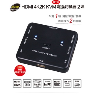 【伽利略HKVM2S】HDMI 電腦切換器 2埠 4K2K KVM 電子式 【2埠-USB】HDMI*2/二進一出
